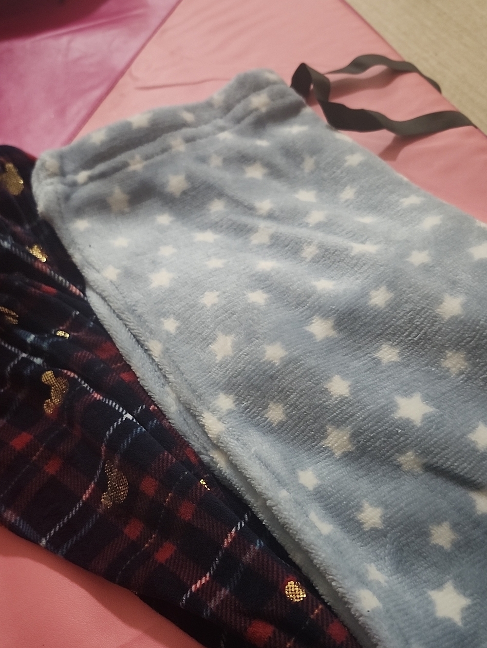 2 Paur Pajama Pants For $10 Disney Mickey Abd Light Blue Stars Size Small/medium